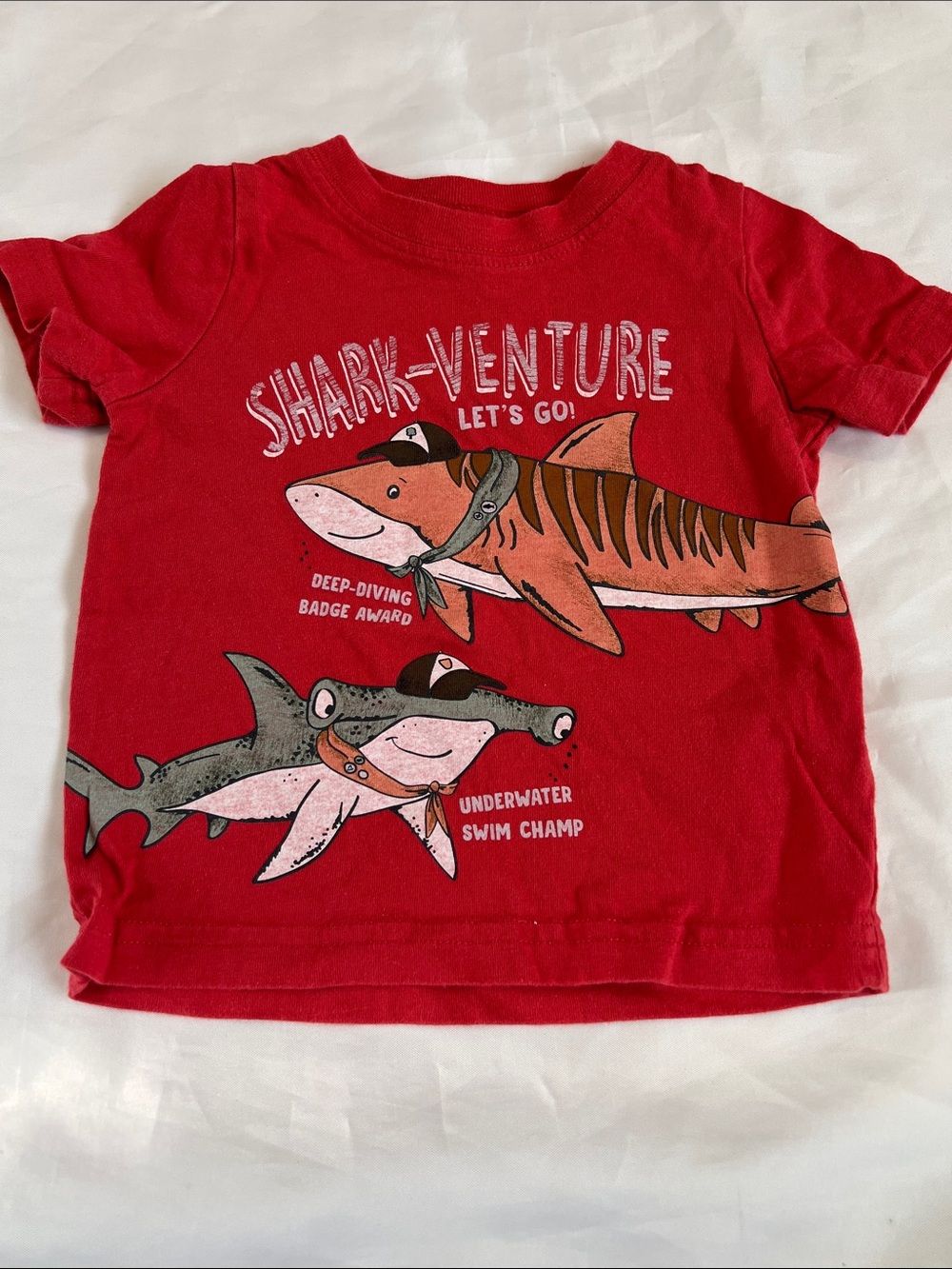 “Bundle 10/$13” Carter's 9m Red 'Shark-Sleeve baby boy Tee shirt
